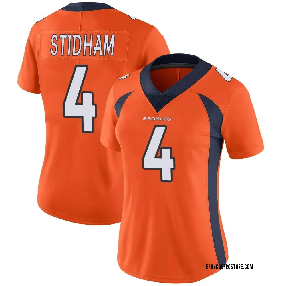 "Women's Limited Jarrett Stidham Denver Broncos Orange Team Color Vapor Untouchable Jersey" width=